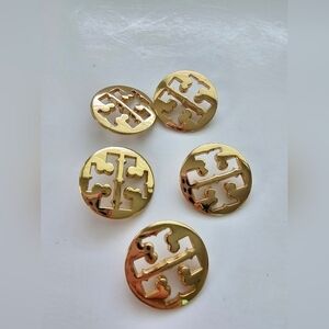 Tory Burch 5pc  Replacement Metal Button Cut Out T-Logo Gold-Tone 1"